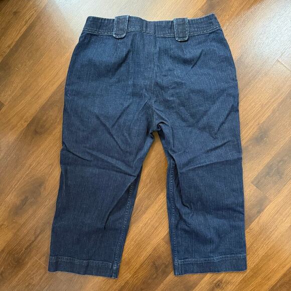 St John Sport Cropped Jeans Denim Capris Thick Stitch Boho Casual Y2K Sz 16 - Picture 2 of 7